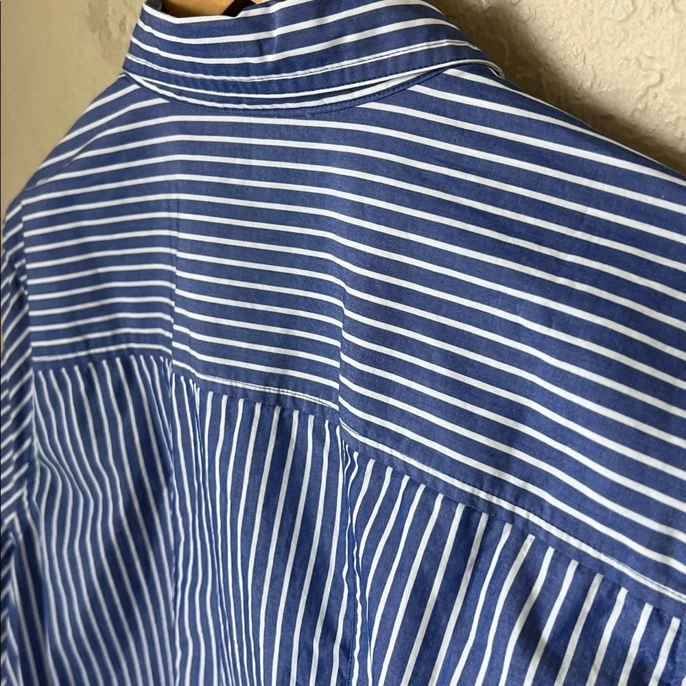 Elizabeth and James blue and white striped cotton button down top - Picture 8 of 8